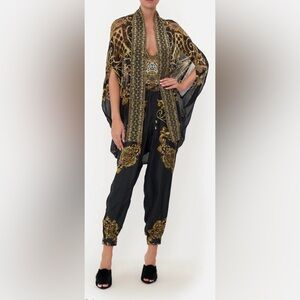 Camilla Black & Gold Embroidered Cape Jacket